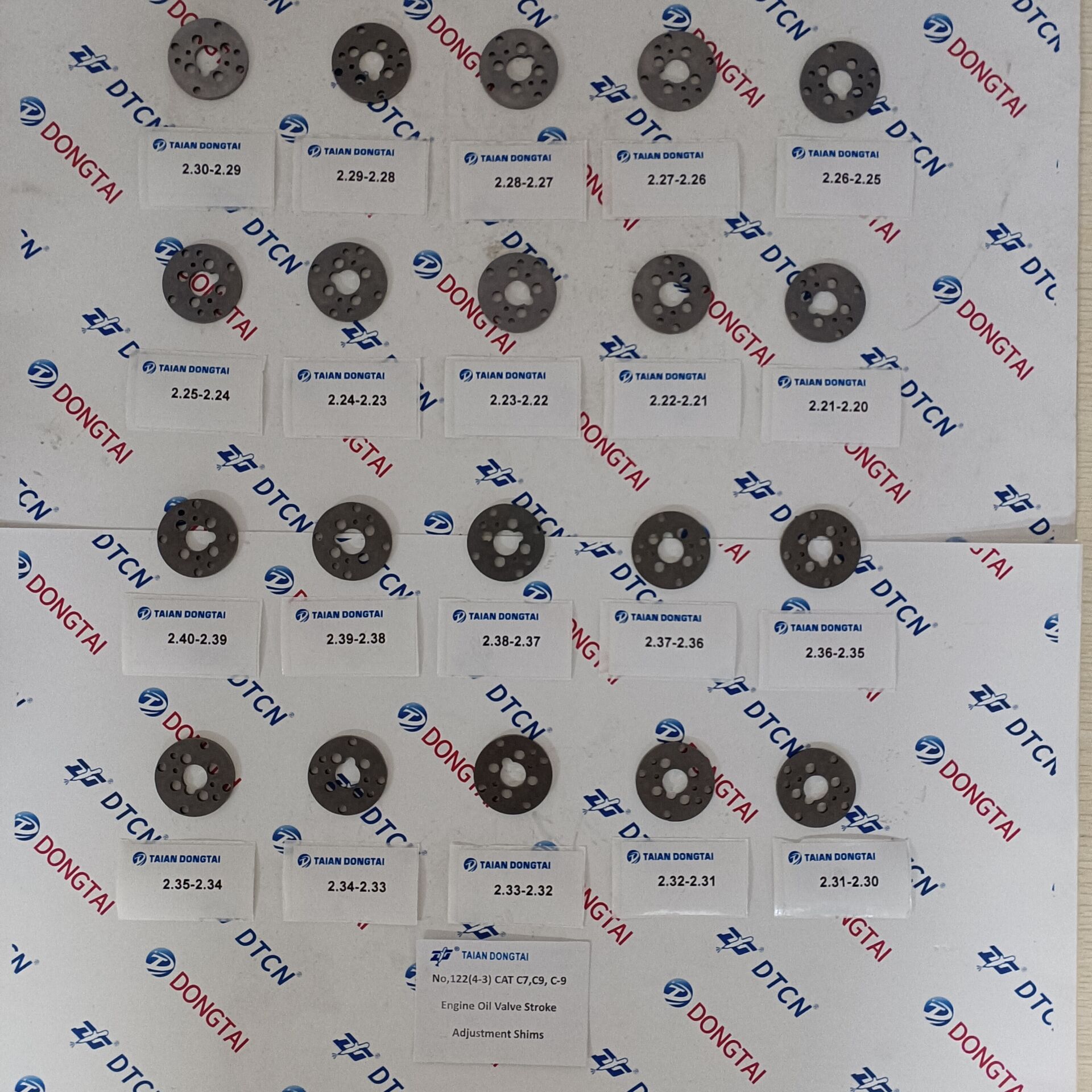 NO.122(4-4) CAT C7,C9, C-9 Engine Oil Valve Stroke Adjustment Shims 2.20-2.4020Kindsx5pcs=100PCS